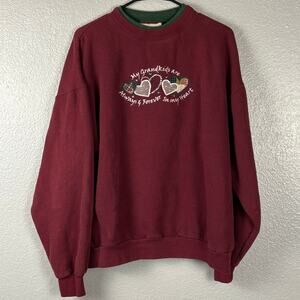 VTG Mccc Sportswear Womens Size XL Grandkids Love Burgundy Dark Green Sweatshirt